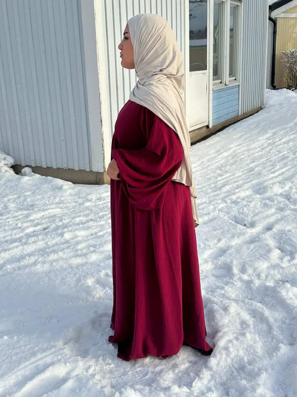Crepe ballon sleeve abaya